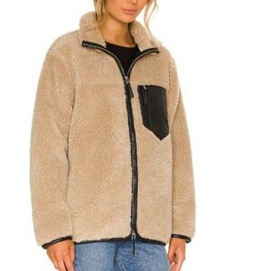 Anine Bing Cream Teddy Jacket with Black Details
